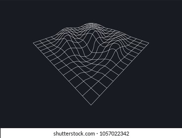 Geometric wireframe squares shaping a mountain.