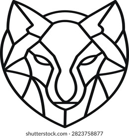 Geometric Wolf Head Line Art Vector Logo - Minimalist Polygonal Animal Icon Design