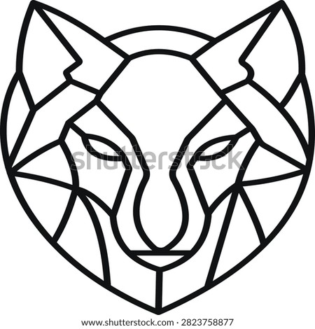 Geometric Wolf Head Line Art Vector Logo - Minimalist Polygonal Animal Icon Design