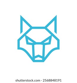 Geometric Wolf Head Line Logo Design Template. wolf line art icon Vector illustration