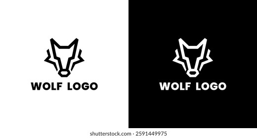 geometric Wolf head line logo design vector