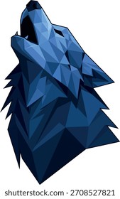 Geometric Wolf Head Logo Blue