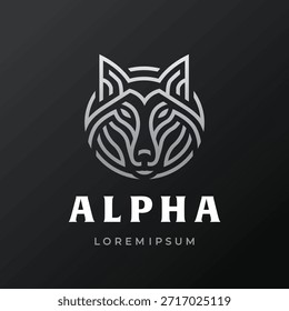 Logotipo geométrico de la cabeza del lobo. Diseño estilizado del lobo.
