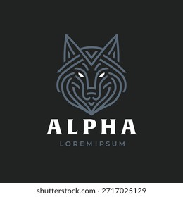 Logotipo geométrico de la cabeza del lobo. Diseño estilizado del lobo.