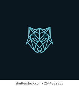 Geometric wolf head in triangle