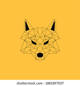 The geometric wolf head wildlife animal logo design vector illustration