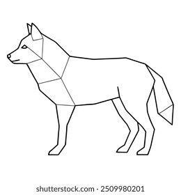 Ilustración geométrica del lobo - diseño monocromático del Vector