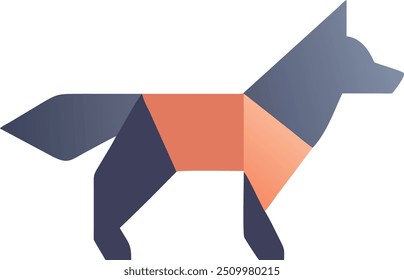 Geometric Wolf Illustration - Monochromatic Vector Design