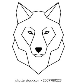 Geometric Wolf Illustration - Monochromatic Vector Design