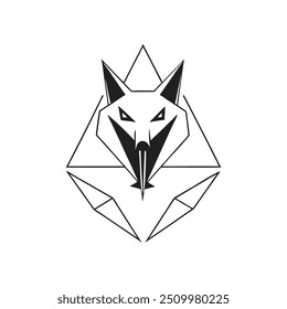 Geometric Wolf Illustration - Monochromatic Vector Design
