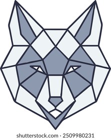 Geometric Wolf Illustration - Monochromatic Vector Design