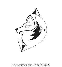 Ilustração de lobo geométrico - design de vetor monocromático