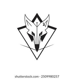 Ilustração de lobo geométrico - design de vetor monocromático