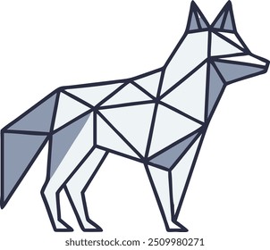 Geometric Wolf Illustration - Monochromatic Vector Design