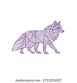 Ilustración geométrica del lobo en líneas vibrantes