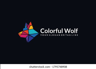 geometric wolf logo design colorful 