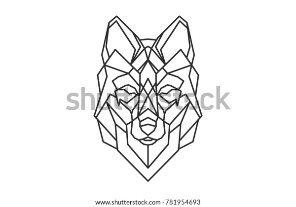 Geometric Wolf Logo Sketch Tattoo Stock Vector (Royalty Free) 781954693