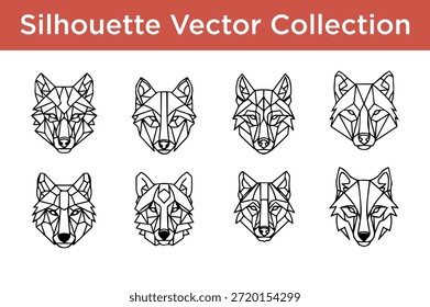 Colección geométrica de la silueta del lobo aislada en el fondo blanco