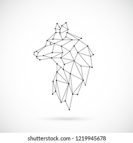 Geometric Wolf silhouette. Image of Wolf in the form of constellation. Vector illustration.