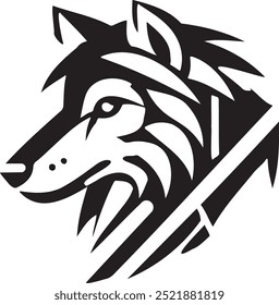 Geometric Wolf Stylized Black and White Blend of Wildness and Structure