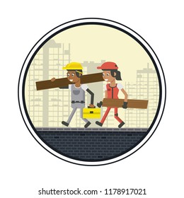 Geometric workers cartoons