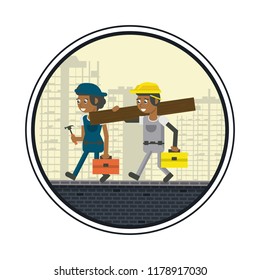 Geometric workers cartoons