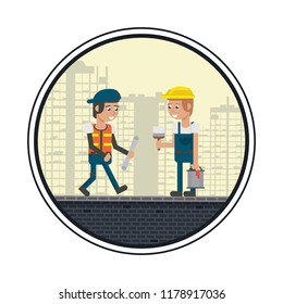 Geometric workers cartoons