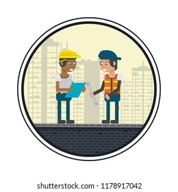 Geometric workers cartoons