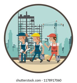 Geometric workers cartoons