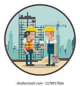 Geometric workers cartoons