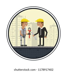 Geometric workers cartoons