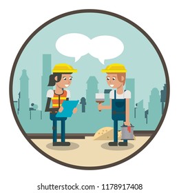Geometric workers cartoons