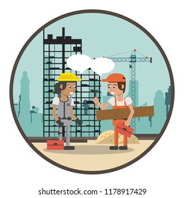 Geometric workers cartoons