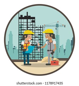 Geometric workers cartoons