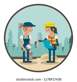 Geometric workers cartoons