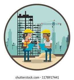 Geometric workers cartoons