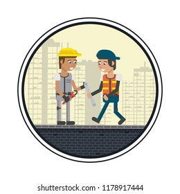 Geometric workers cartoons