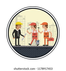 Geometric workers cartoons