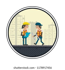 Geometric workers cartoons