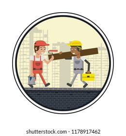 Geometric workers cartoons