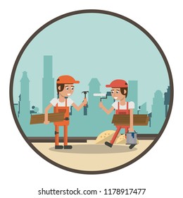 Geometric workers cartoons