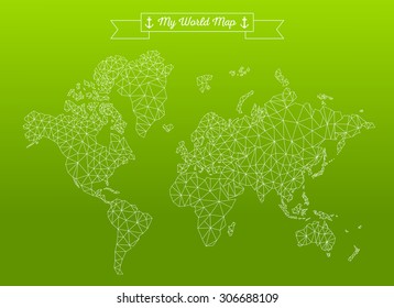 Geometric world map with the continents made of triangles