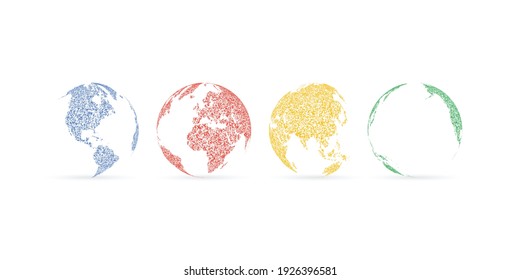 Geometric World Map With Google Colors || Four Views