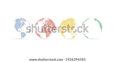 Geometric World Map With Google Colors || Four Views