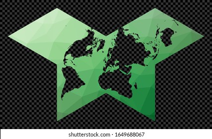 Geometric world map. Polyhedral Collignon projection. Polygonal map of the world on a transparent background. Stencil shape geometric globe. Powerful vector illustration. - Powered by Shutterstock - Get 15% off with code: PIKWIZARD15