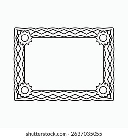 Geometric Woven Border Frame Outline with Corner Accents for Crafts and Printable
