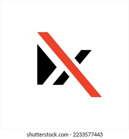 Geometric X letter vector logo design with triangle.