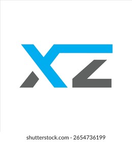 Geometric xz monogram logo in bold blue and gray style