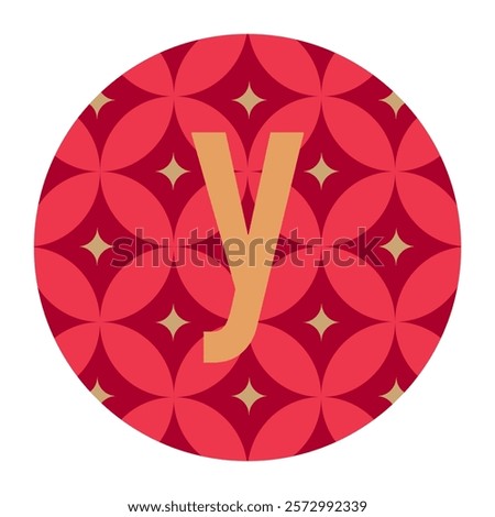 Geometric y with Circular Flower Pattern in Red, Modern Vector Art