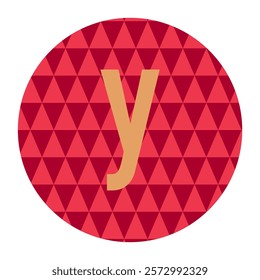 Geometric y Design in Red Circle with Triangle Pattern, Minimal Vector Art